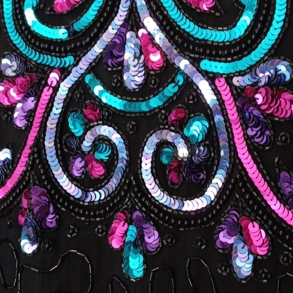 Scala 100% Silk Blouse With Sequin Size Medium - image 1